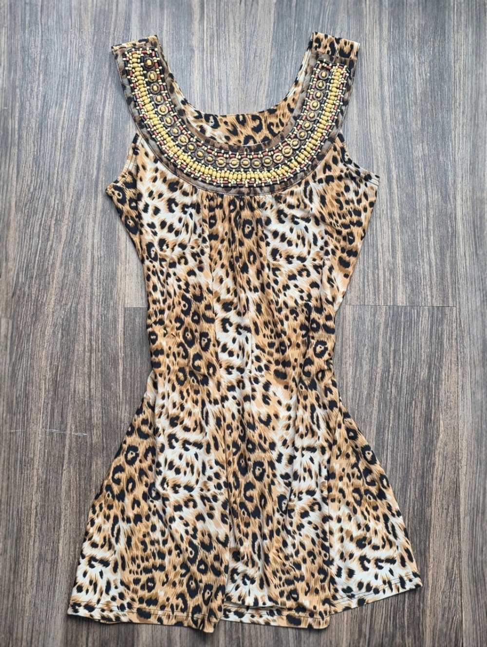 Vintage Mishca Cheetah Print Sleeveless Mini Dress Size Small Y2K